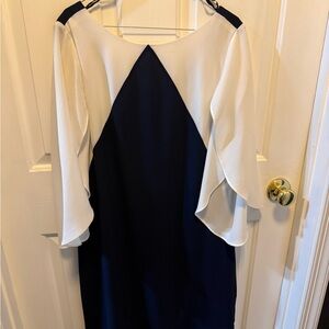 Elegant Navy and White Dress